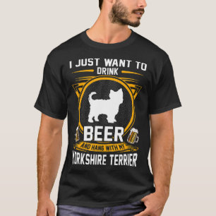 Camiseta Beba Cerveja E Aguente Com Meu Cão De Terrier York