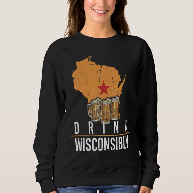 Camiseta Beba com Sabedoria Wisconsin Wi Bebendo Álcool Be (Frente)