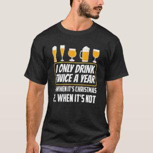 Camiseta Beba Duas Vezes Quando Beber Álcool De Natal Pa