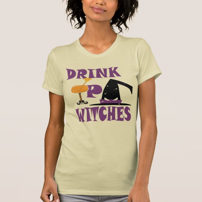 Camiseta Beba feiticeiras vinho Engraçado Tee do Dia das Br (Frente)