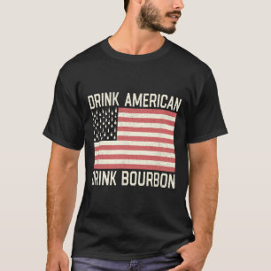 Camiseta Beba Garrafas de Bourbon Americano Bandeira Americ