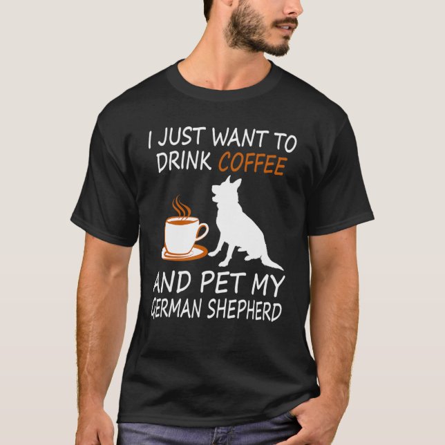 Camiseta Beba German shepherd De Café Café Café Coffee Pet  (Frente)