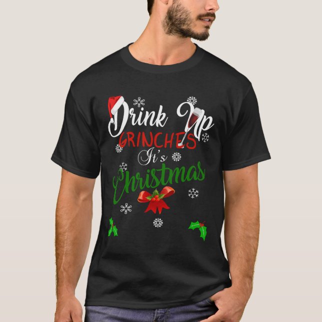Camiseta Beba Grinches É Design De Natal Para Vinho (Frente)
