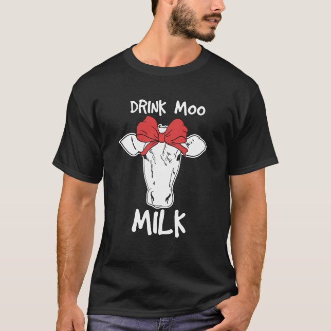 Camiseta Beba Leite de Vaca Engraçada Ideia de Leite da Vac (Frente)