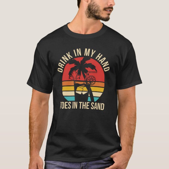 Camiseta beba na minha mão dedos na areia (Frente)