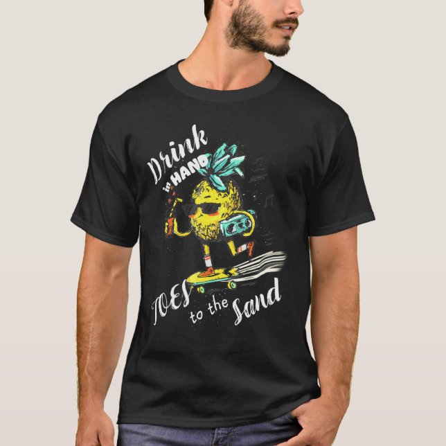 Camiseta Beba nos dedos das mãos para o homem do abacaxi de (Frente)
