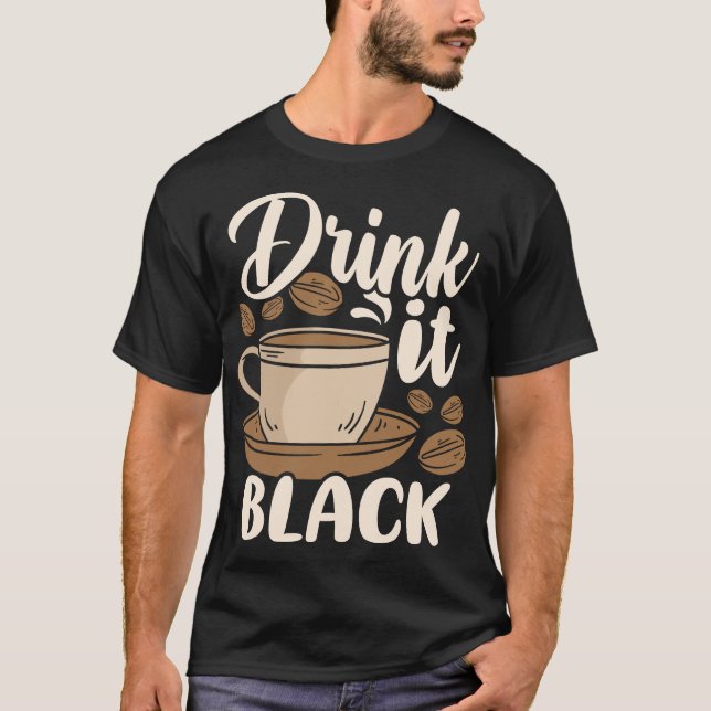 Camiseta Beba Preto Humor de Amante de Grão de Café (Frente)