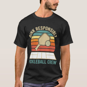 Camiseta Beba responsavelmente retro pickleball tripulação