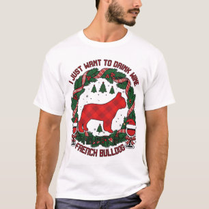 Camiseta Beba Vinho Bulldog Francês Cachorro Xadrez Vermelh