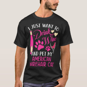 Camiseta Beba Vinho e Acaricie Meu Gato American Wirehair M