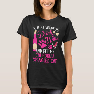 Camiseta Beba Vinho e Acaricie Meu Gato Californiano Cat  G
