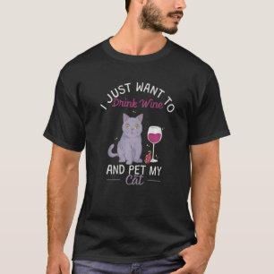 Camiseta Beba Vinho E Acaricie Meu Gato Premium