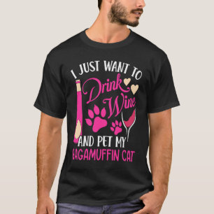 Camiseta Beba Vinho e Acaricie Meu Gato RagaMuffin Mãe de