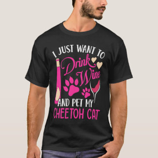 Camiseta Beba Vinho e Faça Carinho no Meu Gato Cheetoh Humo