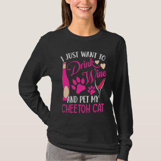 Camiseta Beba Vinho e Faça Carinho no Meu Gato Cheetoh Humo