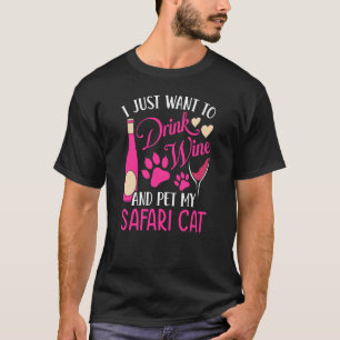 Camiseta Beba vinho e Pet Meu Gato Safari Gato Mãe Gato Hum
