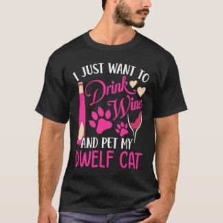 Camiseta Beba vinho e Pet My Dwelf Cat Mãe Gato Humor