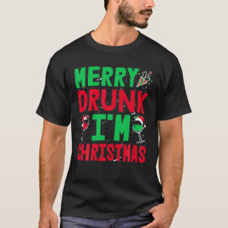 Camiseta Bebado de Feliz de Natal Eu sou Vinho de Natal Pap