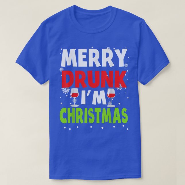 Camiseta Bebado feliz Im Bebendo De Natal Engraçado Qu (Frente do Design)