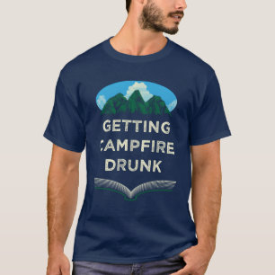 Camiseta Bêbado na Fogueira Reunião de Camping de Camper