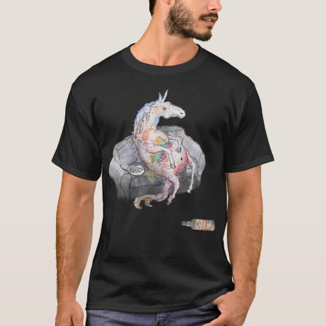 Camiseta Bebado Unicorn canções estranhas de unicórnio incr (Frente)