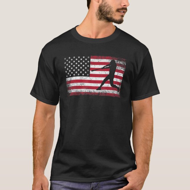 Camiseta Beball Bat Ball 4 De Julho American Flag Usa Am (Frente)
