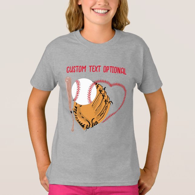 Camiseta Beball Love, Glove and Bats (Frente)