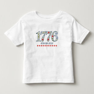 Camiseta-Bebê 1776 Floral 4 de Julho Camiseta
