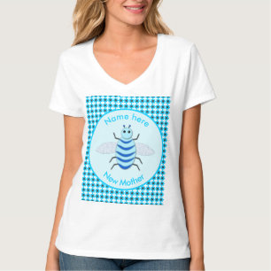 Camiseta Bebê Abelha Menino Azul Fofo Personalizado Nova Mã