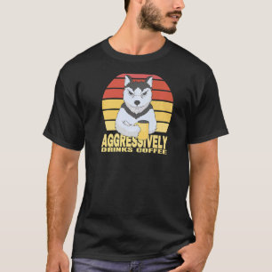 Camiseta Bebe agressivamente bebida de café Husky lobo cach