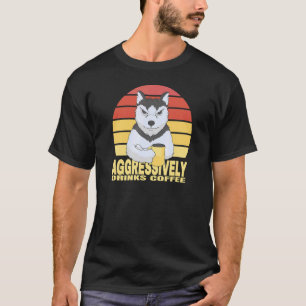 Camiseta Bebe agressivamente bebida de café Husky lobo cach