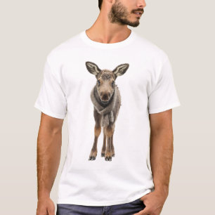 Camiseta Bebê Alce Adorável Vestindo um Tricô