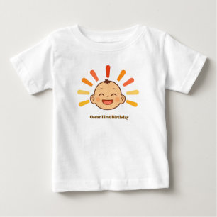 Camiseta Bebê Alegre Com Rosto Sorridente