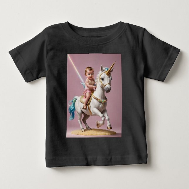 Camiseta Bebê Andando Um Unicórnio (Frente)