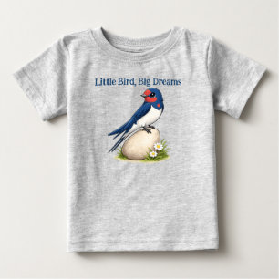 Camiseta Bebê Andorinha Sonhos Grandes Passarinho