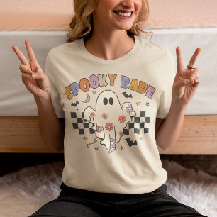 Camiseta Bebê Assustador Plaid Fantasma Retro