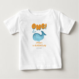 Camiseta Bebê Baleia Azul Fofa Aniversário de 1 Ano