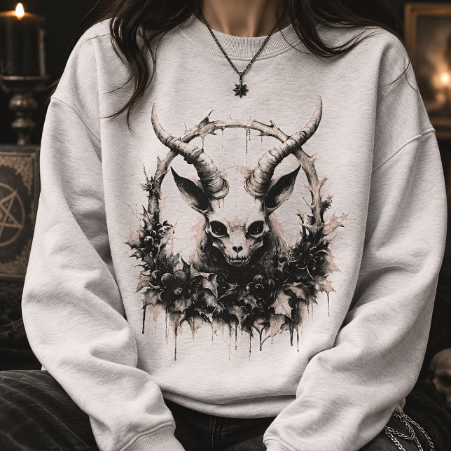 Camiseta Bebê Baphomet Oculto Gótico Botânico Escuro (Criador carregado)