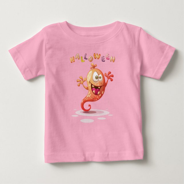 Camiseta Bebê-Bebê T-Sh, O Monstro Infantil Bonito do Hallo (Frente)