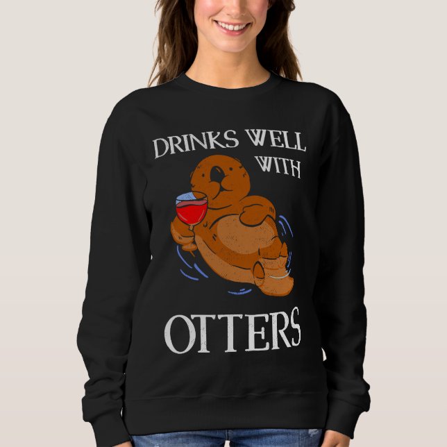 Camiseta Bebe Bem Com Lontras  Lontras Bebendo Animal (Frente)