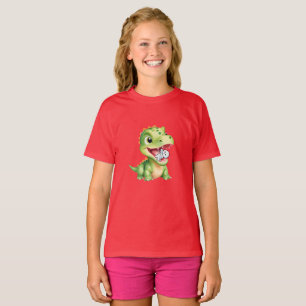 Camiseta Bebê bonito Dinossauro come múmia esquelética Dia 