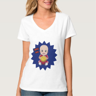 Camiseta Bebê bonito vestindo roupa de jogador de futebol