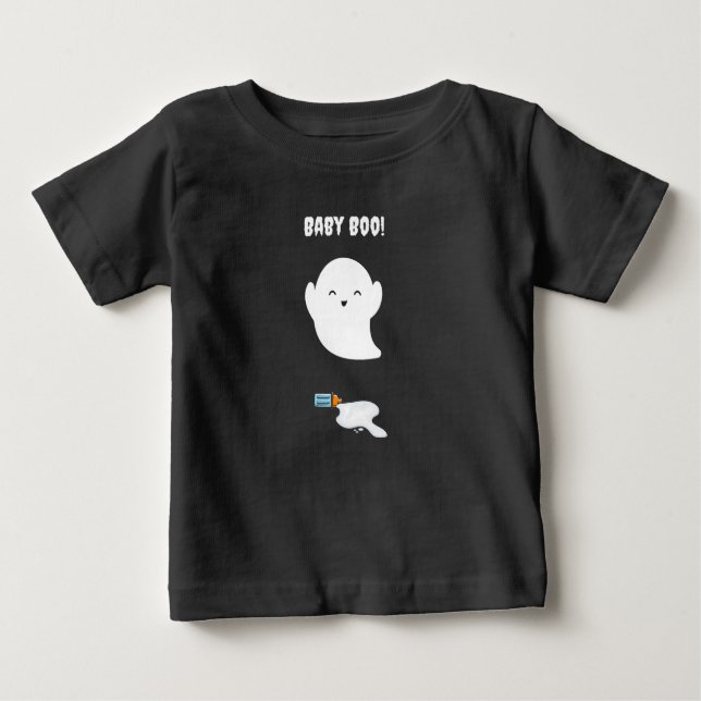 Camiseta Bebê Boo! O fantasma do bebê cai no frasco para di (Frente)