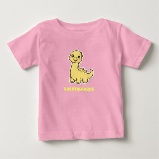 Camiseta Bebê Brontossauro Amarelo Fofo Dinossauro Chibi