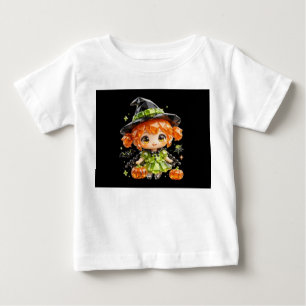 Camiseta Bebê Bruxa Chibi Cristal Fofo Halloween