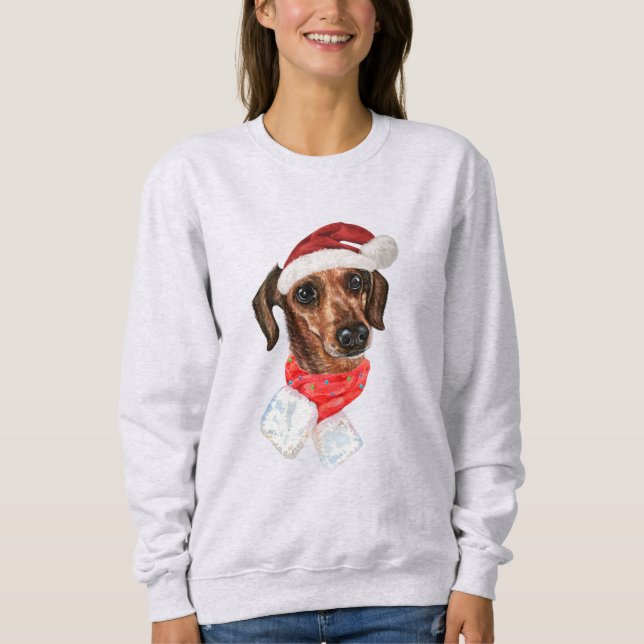 Camiseta Bebê Cachorro Dachshund Com Chapéu De Nat (Frente)