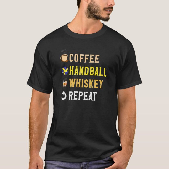 Camiseta Bebe Café Engraçado, Andebol, Whiskey Repete (Frente)