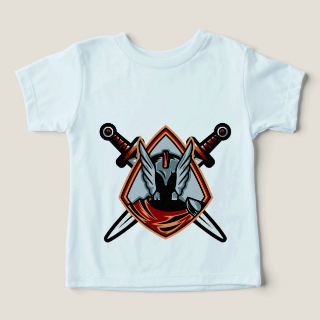 Camiseta Bebê Capacete de Guerreiro (Design frontal)