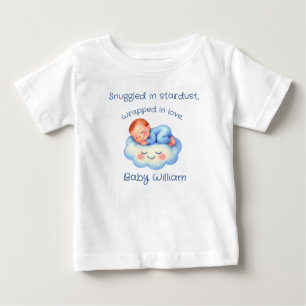 Camiseta Bebê Chá Convidar Estrelas à Lua Aquarela