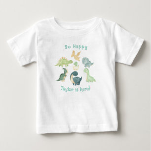Camiseta Bebê Chegou! Dinossauro Personalizado Fofo